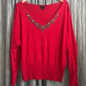 Red Bejewled Sweater